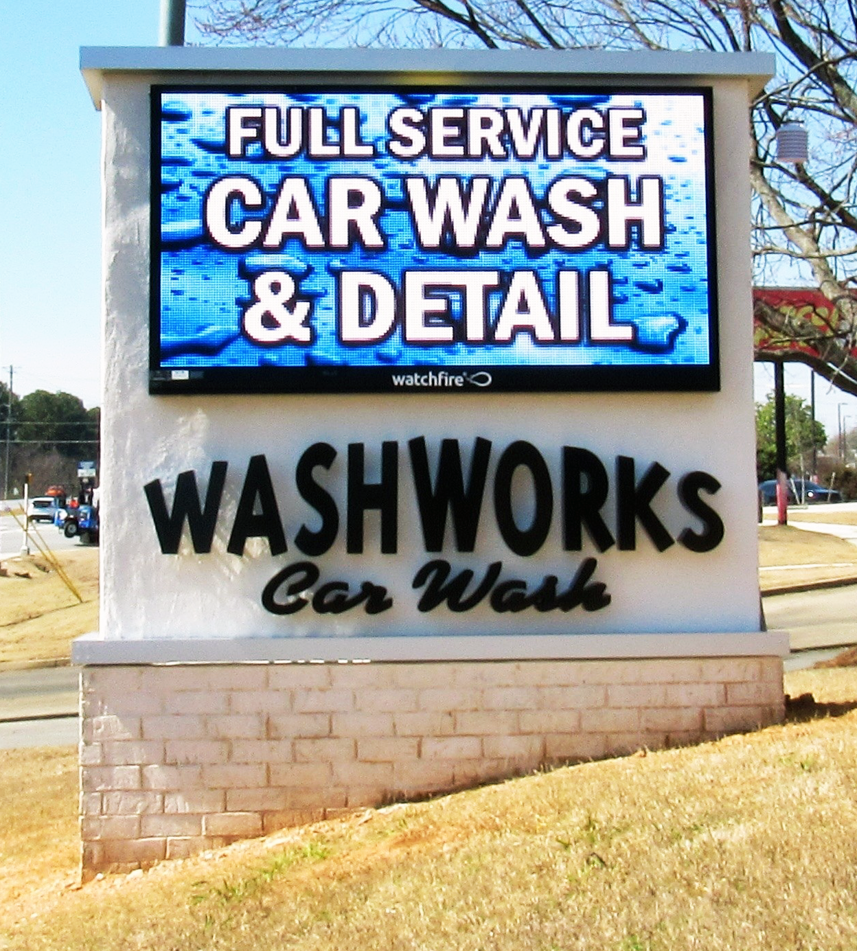 Wash Works - EMC Masonry Monument Sign with Halo Lighted Channel Letters 2